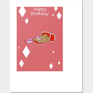 "Happy Birthday" Girly Sloth Posters and Art